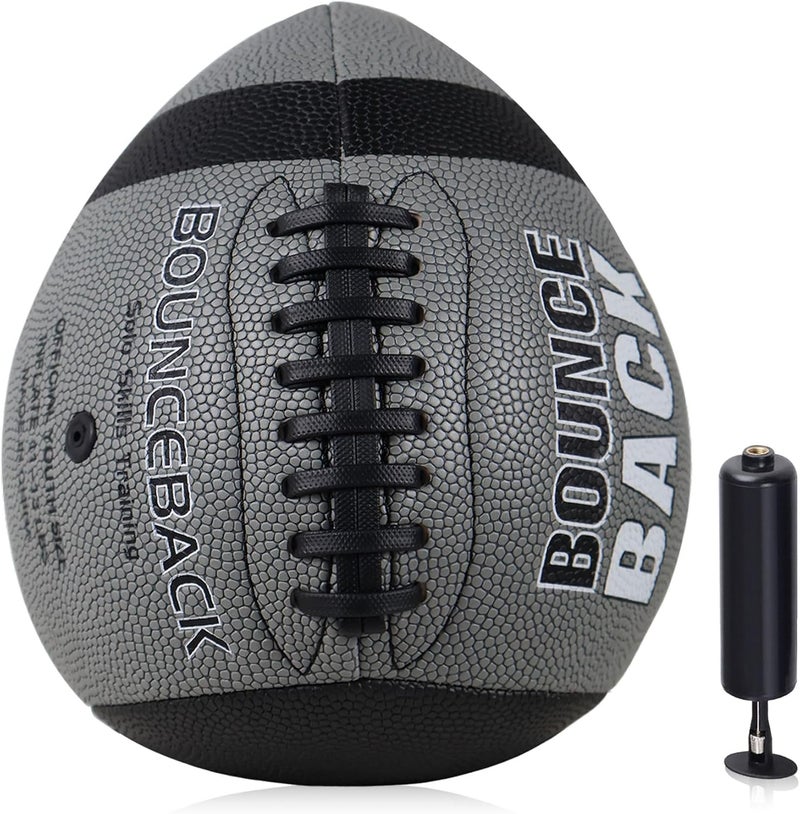 BOUNCEBACK Soft Leather Training Football, Youth Size & Official Size, Fatherless PU PassCatch Solo Enhancing Passing Catching(with Pump) - Image 1
